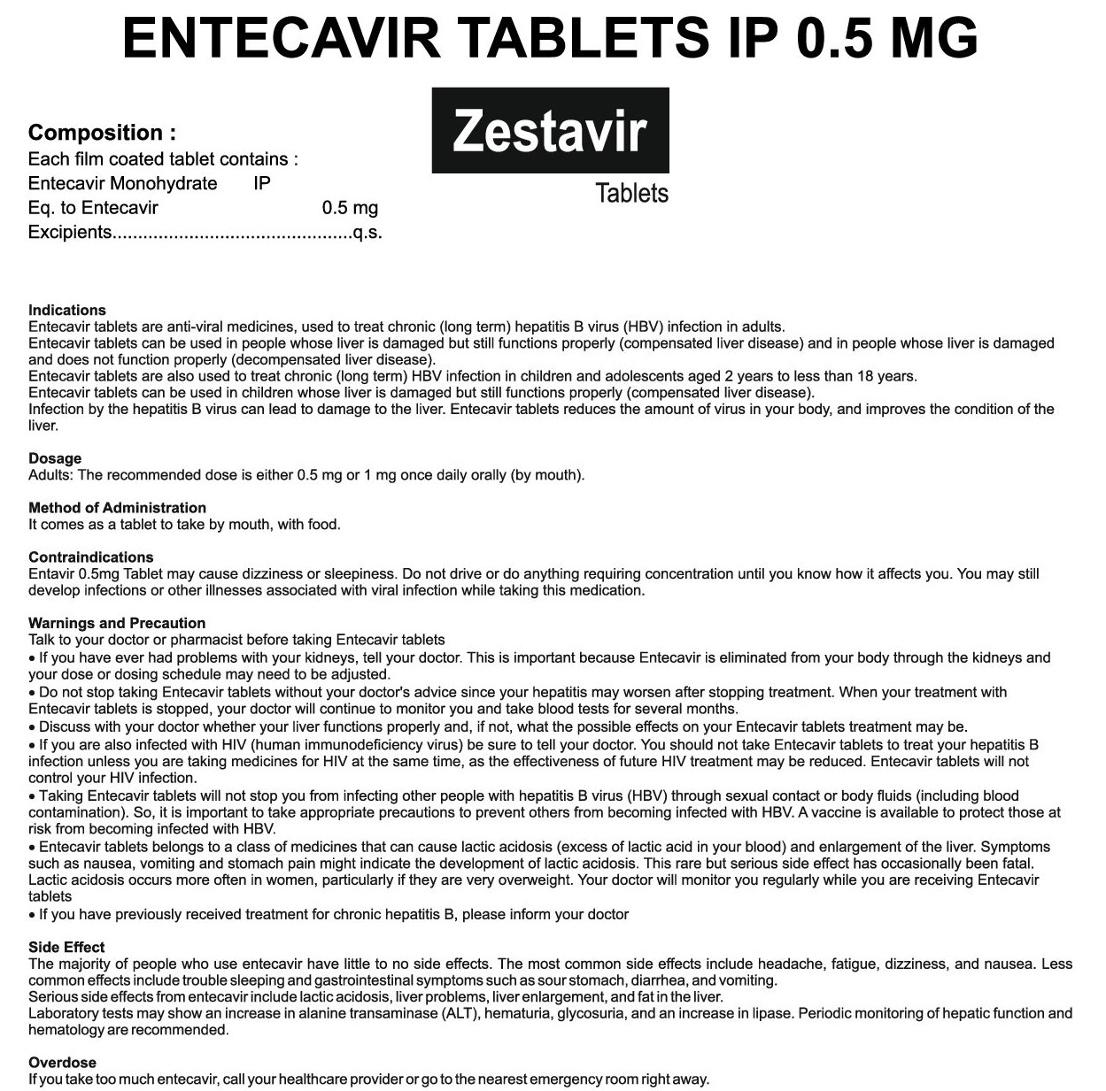 ZESTAVIR-0.5 TABLET